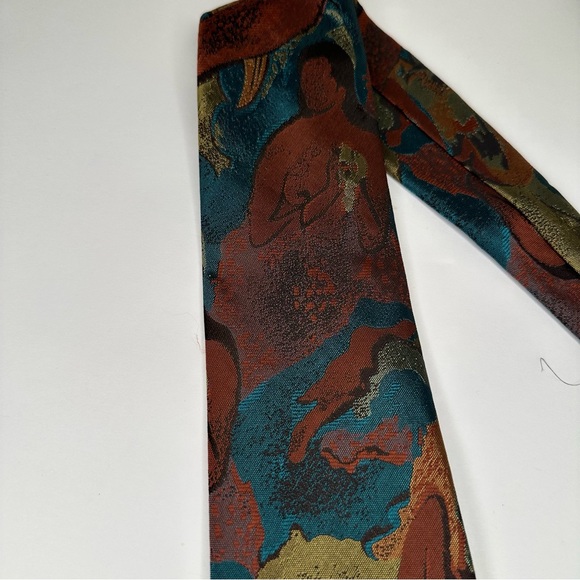 Jean Francois Men’s Abstract Brown Blue Neck Tie - Picture 2 of 5